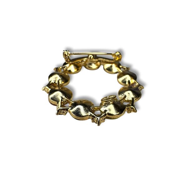 Alex & Ani Colorful Gold-Tone Circle Rhinestone Brooch Signed Uranium Glass Glow - Picture 8 of 13